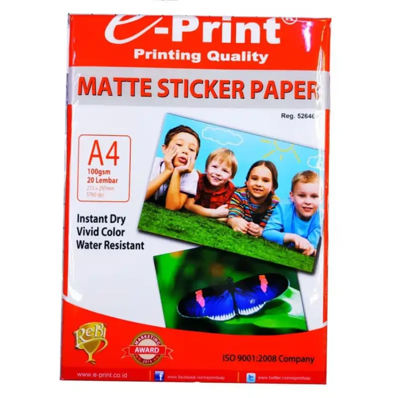 Kertas Sticker Matte E-Print A4 100gsm 20 Lembar